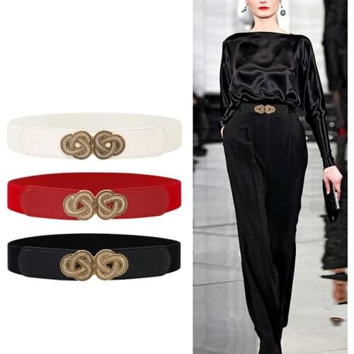 Stretch Corset Belt For Women Dresses Elastic Metal vintage Buckle Waistbands Cinch Belt Wide Clasp belts For Dress party girl