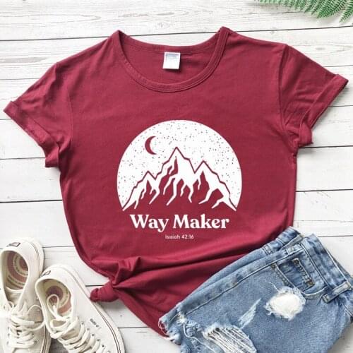 Way Maker Isaiah 42:16 T-shirt Aesthetic Christian Inspirational Quotes Tshirt Trendy Women Mountains Hiking Tee Shirt Top