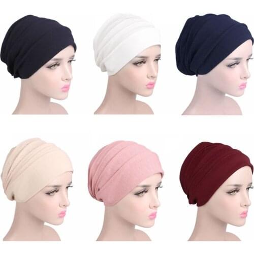 Unisex Cotton Sleep Cancer Beanie Muslim Turban Hair Loss Chemo Hat Pleated