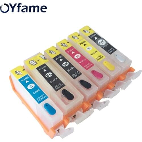 OYfame 525 526 Caridge 6pcs For Canon 525 526 Refillable ink cartridges For Canon PIXMA MG8150 MG6150 Printer with ARC chips
