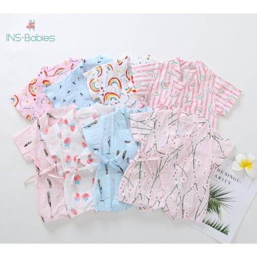 2020 New Born Baby Cheap&Quality Clothes Baby Summer Cotton Short Sleeve Rompers Infant Girl Boy Thin Out Suit Cute Fruit Kimono