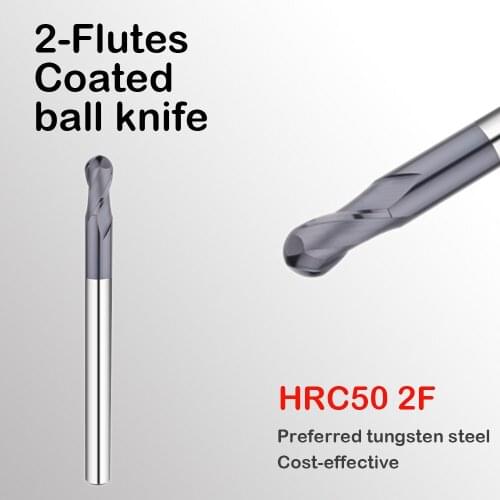 End Mill HRC50 2 Flutes Ball Nose End Mill Tungsten Carbide Cutter R0.5 1mm 2mm 3mm 4mm 6mm CNC Milling Cutting Tool