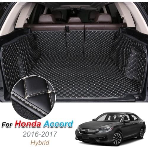 Custom Leather Car Trunk Mats for Honda Accord 2016 2017 Hybrid Rear Trunk Floor Mat Tray Carpet Cargo Liner Car Accessories