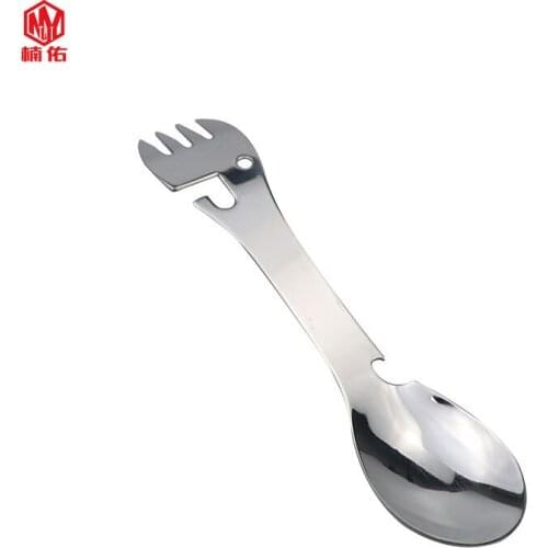 1PC Stainless Steel Multifunction Fork Spoon Bottle Opener Corkscrew Can Opener Outdoor Portable Tableware EDC Multitool