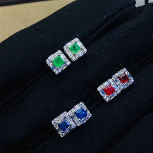 Fashion Emerald Earrings for Party Natural SI Grade Emerald 925 Silver Emerald Jewerlry Girl Gift