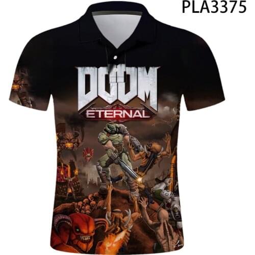 3D Printed Polo Homme Summer Short Sleeve Shirts Men Fashion Casual Shirts Doom Eternal Streetwear Cool Hombre Camisas De Polo
