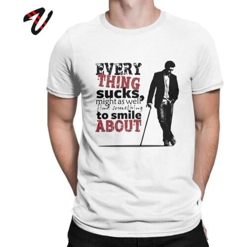 Mens T Shirts Newest Dr House MD Everything Sucks Funny Tees Premium Cotton New T-Shirt Plus Size Tops Christmas Gift Shirt