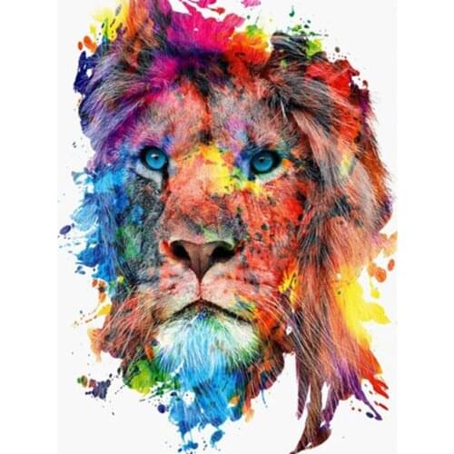 Colored Lion Cross Stitch Embroidery 11CT Kits Needlework Craft Set Printed Canvas Home Decoration Dropshipping For Living Room