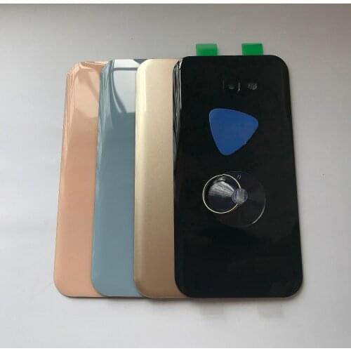 For Samsung Galaxy A7 2017 A720 A720F Original Smartphone Glass Cases Housing Battery Back Cover With Camera Lens + Adhesive