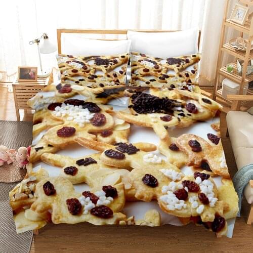 Cookies Duvet Cover Set Food Series 3D Print Style Ingredients Gourmet Delicious Fast Food Bedding Set For kids Adult Bedlines