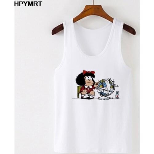 Kawaii Cartoon Mafalda Anime Sexy Corset Vest Tank Tops T-shirt Women Sleeveless Harajuku Summer Mujer Camisetas 90s Graphic Top