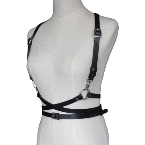Adjustable Faux Leather Harness Black Adult Waist Belt Cincher Cage Chest Sculpting Body Harness Straps Apparel Accessories