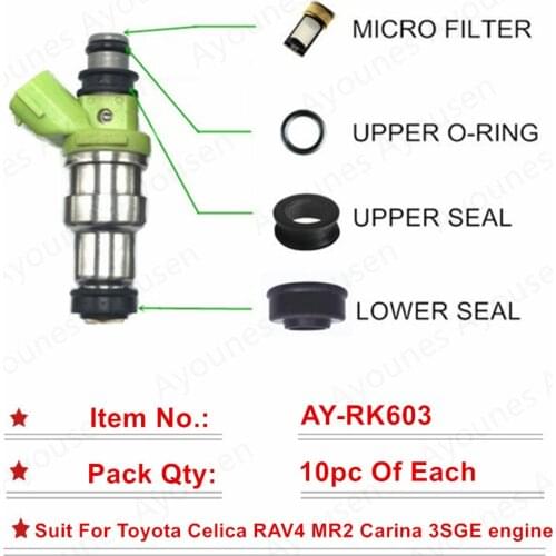 Free Shipping 10sets/40Pcs Fuel Injector Repair Service Kits For 23250-74160 For Toyota MR2 SW20 RAV4 SXA1# Celica ST202 3SGE