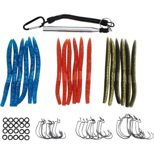 RUNATURE Soft Bait Lure Senko Sets with Wacky Rig Tool,Wacky Rig Hooks, 5.5" Senko Worms, Wacky Rig ORings, Fishing Tackle Box