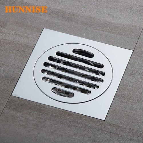 Floor Drain with Quality Brass Bathroom Floor Drainer Polished Chrome Recgangle Bathroom Floor Cover Shower Drain 4 Inch Drainer