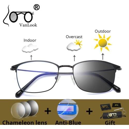 Photochromic Sunglasses Chameleon Lens Clear Blue Light Blocking Computer Glasses Anti Radiation Eyestrain Blue Ray UV400 Men