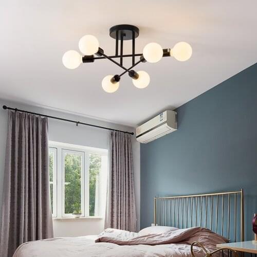 Modern LED Chandelier Semi-embedded Ceiling Lamp Brushed Antique Black Lighting 6 Lights Nordic Home Decor 2021 New Years gift