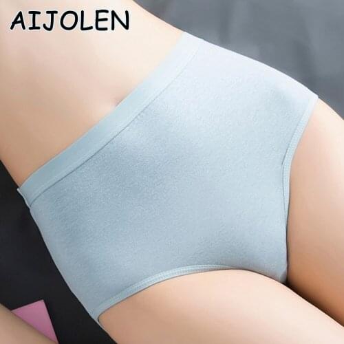 AIJOLEN Solid Color Underpants Womens Panties High-waist Ladies Briefs Large Size Buttock Underwear Underpants for Women