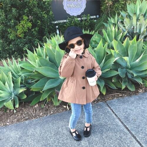 2 3 4 5 6 Years Toddler Girls Windbreaker Korean Fashion Casual Autumn Girls Trench Coat Single-breasted Kids Clothing Outwear