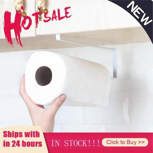 Iron Metal Kitchen Tissue Holder Hanging Toilet Roll Paper Holder Towel Rack Kitchen Bathroom Cabinet Door Hook Holder Organizer