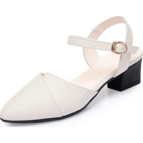 Summer Hot 2020 New Pointed Genuine Leather Sandals Soft Comfort Women Sandals Elegant Non-slip High Heel Sandals Large Size 43