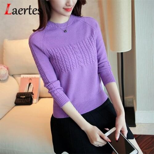 Laertes Long Sleeve Swaeter Women 2021 Autumn Winter O-Neck Slim Knitted Female Solid Jumper Sweaters Tops Blouses Pullover