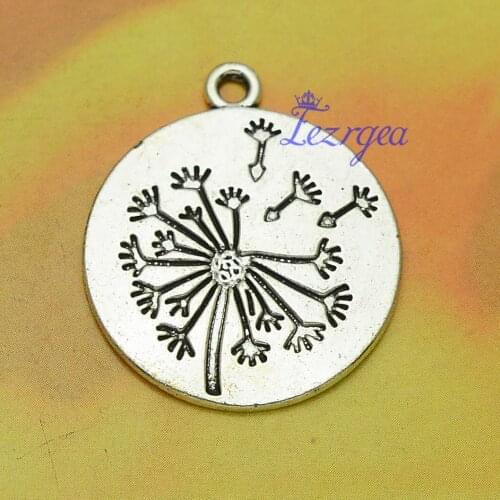 10pcs/lot--25mm, Antique silver plated Dandelion charms,DIY supplies, Jewelry accessories