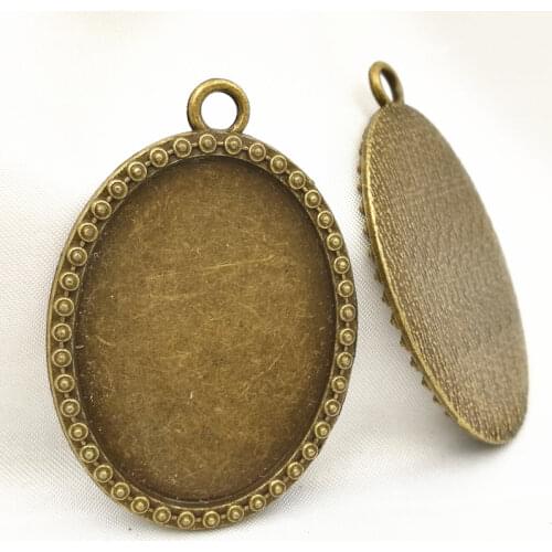 10pcs/lot) 50x34mm Inner Size:30x40mm Metal/Alloy Antique Bronze/Silver Blank Tray Pendant Cameo Cabochon Base Settings Findings
