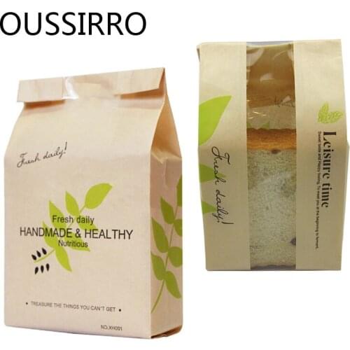 10PCS/Lot Eco-friendly Kraft Greaseproof Paper Bags For Graham Bread Toast Biscuits Food Packaging Bags Wedding Favor Party