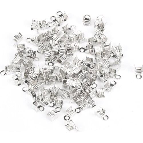 100pcs/lot Cove Clasps Cord End Caps String Ribbon Leather Clip Tip Fold Crimp Bead Connectors For Jewelry Making DIY Supplies