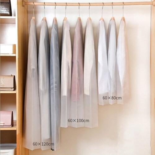 5pcs Dustproof Clothes Cover Translucent Wardrobe Hanging Dress Storage Bag Dust Cover Clothes Business Suit Coat Cover 4 sizes