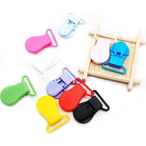 Chenkai 50PCS 25mm Plastic Baby Pacifier Clips D-shape Eco-friendly Dummy Clips Soother Holder For Baby Feeding Suspender Clips