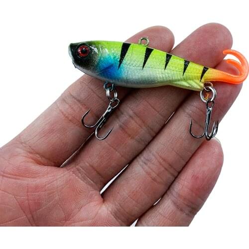 7cm 12.5g Soft skin Vib Ice Fishing Lure Wobbler Pesca artificial Bait Lead half hard bait Crank Vibration swing tail Jig