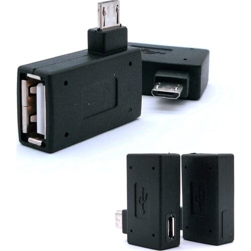 90 Degree Left /Right Angled Micro USB 2.0 OTG Host Adapter for Cell Phone Tablet micro female power connector