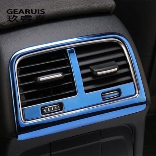 Car Styling Rear Air Panel Air Vent Outlet decoration frame covers Stickers trim for Audi A4 B8 A5 Q5 Interior Auto Accessories