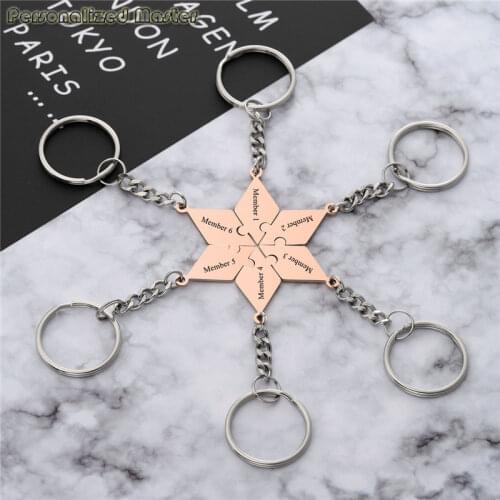 Personalized Master Customized Engraved Keychain Stainless Steel Rose Gold Keyrings BFF Keychains for Friendship jewelry gift