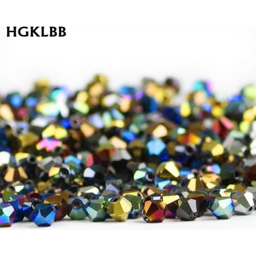 HGKLBB Bicone Austrian crystals beads 6mm 50psc plating color Loose glass beads for Jewelry Making Bracelet DIY accessories