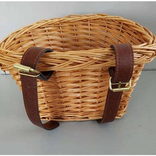 Childrens Bicycle Basket Rattan Wicker Waterproof With Leather Straps For Children Cycling Bicycle Front Basket Bag Drop Ship