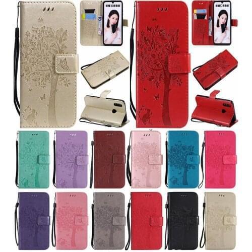 For Huawei Honor 10 Lite Case 3D Tree Cat Case Wallet Flip Magnetic Stand Phone Case Honor 10i P Smart Plus 2019 Z Case