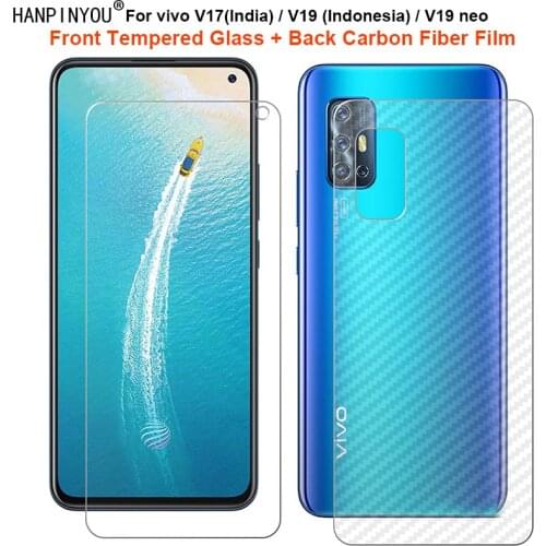 For vivo V17(India) / V19 (Indonesia) / Neo 1 Set = Soft Back Carbon Fiber Film + Premium Tempered Glass Front Screen Protector