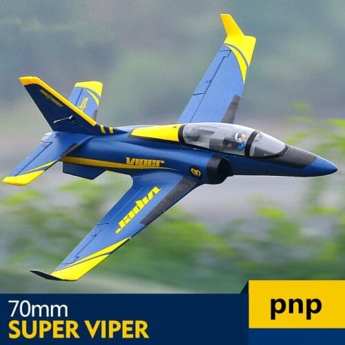 FMS 70mm Ducted Fan EDF Super Viper Jet Trainer Blue 6S 6CH with Retracts Flaps EPO PNP RC Airplane Model Plane Aircraft Avion