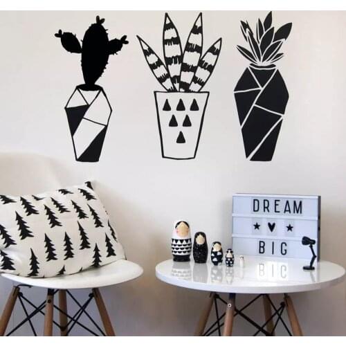 Geometric Cactus Plants Wall Decal Home Decor Room Vinyl Wall Stickers For Living Room Nordic Home Decoration Art Mural C947