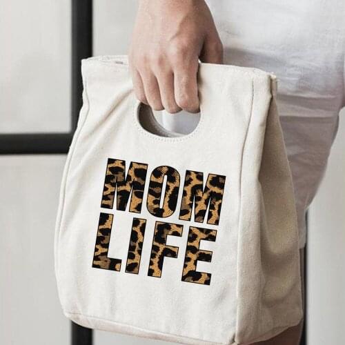 Mama Life Printing Canvas Lunch Bags Insulated Heat Lunch Bags Thermal Women Picnic Bento Box coffee Fresh Keeping Thermal Pouch
