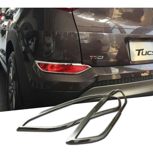 Chrome Rear Trunk Bumper Reflector Fog Light Foglight Lamp Cover Frame Garnish Car Styling For Hyundai Tucson TL 2016 2017 2018