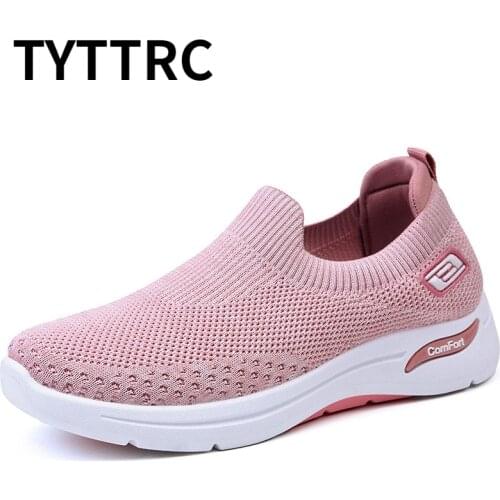 2021 White Sneakers Women Summer Sport Shoes Lightweight Slip-on Vulcanize Shoes for Women Breathable Mesh Casual Sock Sneakers