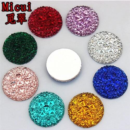 Micui 30PCS 25mm Round Resin Crystals Appliques flatback Beads Resin Rhinestones Crystal Stone for Wedding Dress craft DIY ZZ670