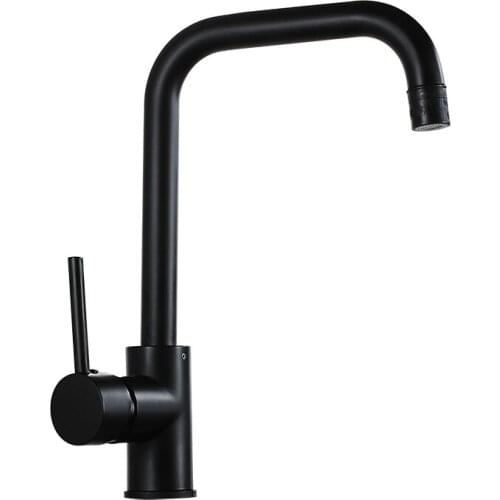 Tuqiu Kitchen Faucet 360 Rotate Black/Nickel Mixer Faucet for Kitchen Rubber Design Hot and Cold Deck Mounted Crane for Sinks