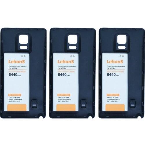 LehonS 3x 6440mAh / 24.79W EB-BN910BBE Replacement Extended Battery + 3x Black Cover Case For Samsung Galaxy Note 4 N9100