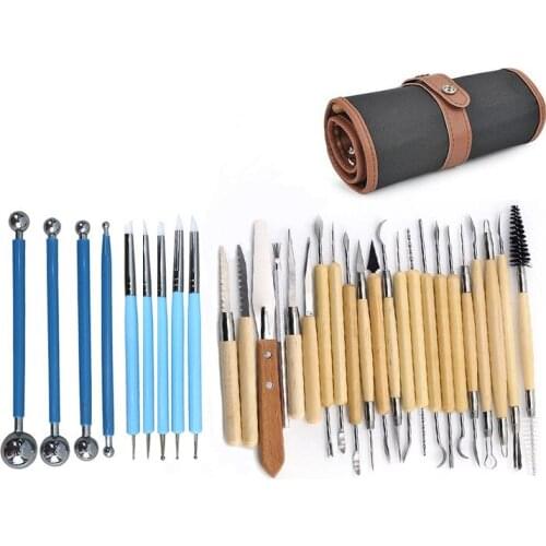 Best Arts Crafts Clay Sculpting Tools Set Modeling Carving Tool Kit Pottery & Ceramics Wooden Handle Modeling Clay Tools