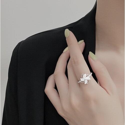 Luckydays Romantic Rotating Windmill Rings Korean Delicate Sparkling Zircon Ring For Women Fashion Jewelry Gift